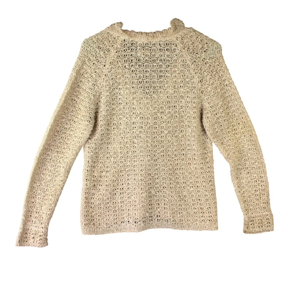 Vtg Pallas Original Hand Loomed Irish Linen Sweater Cottagecore Boho M V Neck